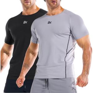 imageBROKIG Mens DiamondGrid Workout Gym ShirtBreathable Short Sleeve Muscle TeeQuick Dry Crewneck Top for BodybuildingBlacklight Grey