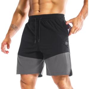 imageBROKIG Mens Linerless Athletic Shorts Quick Dry 8quot Lightweight Workout Running Shorts Men with Zipper PocketsBlack