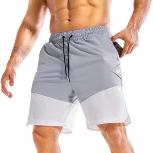 imageBROKIG Mens Linerless Athletic Shorts Quick Dry 8quot Lightweight Workout Running Shorts Men with Zipper PocketsLight Grey