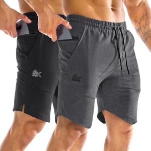 imageBROKIG Mens Zipslim Workout Athletic Shorts 7quot Gym Running Training Sports Bodybuilding Shorts for Men with Zip PocketsBlackDark Grey