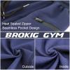 imageBROKIG Mens Sidelock Gym Workout Running Sport Shorts with Zipper PocketsNavy