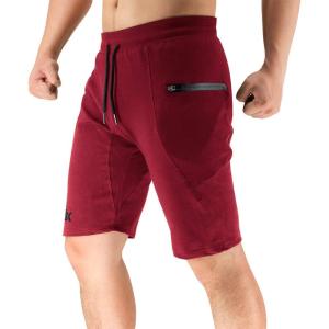 imageBROKIG Mens Sidelock Gym Workout Running Sport Shorts with Zipper PocketsBurgundy