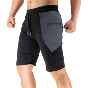 imageBROKIG Mens Sidelock Gym Workout Running Sport Shorts with Zipper PocketsSpliced Grey
