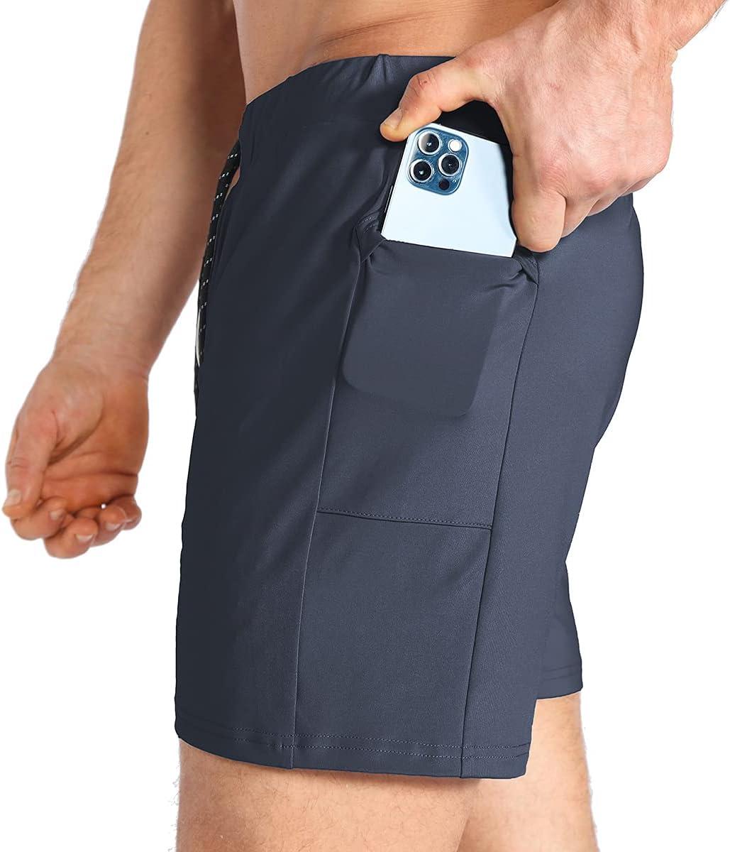 imageBROKIG Mens Lightweight Gym ShortsBodybuilding Quick Dry Running Athletic Workout Shorts for Men with PocketsDark Grey