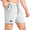 imageBROKIG Mens Lightweight Gym ShortsBodybuilding Quick Dry Running Athletic Workout Shorts for Men with PocketsLight Grey