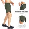 imageBROKIG Mens Inzip Lightweight Gym Workout Shorts5 Inch Fitted Athletic Lifting Bodybuilding Shorts with Zipper PocketsArmy Green