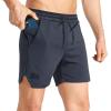 imageBROKIG Mens Inzip Lightweight Gym Workout Shorts5 Inch Fitted Athletic Lifting Bodybuilding Shorts with Zipper PocketsBlackdark Gray