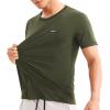 imageBROKIG Mens TDry Gym Workout Crew TShirt AthleticFit Comfortable Short Sleeve Sports Shirts MenArmy Green