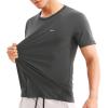 imageBROKIG Mens TDry Gym Workout Crew TShirt AthleticFit Comfortable Short Sleeve Sports Shirts MenDark Grey
