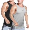 imageBROKIG Mens 2 Pack Lightweight Stringer Tank Tops SingletsBodybuilding Quick Dry Y Back Gym Tanks MenBlackLight Grey