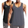 imageBROKIG Mens Irregular Stringer Gym Tank Tops 2 Pack Lightweight YBack Bodybuilding Sleeveless Muscle ShirtsBlackDark Grey