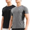 imageBROKIG Mens Lightweight Gym Workout Crew TShirt 2 Pack AthleticFit Comfortable Short Sleeve ShirtsBlackDark Grey