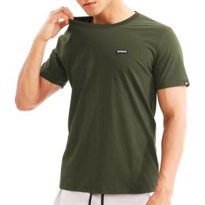 imageBROKIG Mens TDry Gym Workout Crew TShirt AthleticFit Comfortable Short Sleeve Sports Shirts MenArmy Green