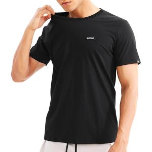 imageBROKIG Mens TDry Gym Workout Crew TShirt AthleticFit Comfortable Short Sleeve Sports Shirts MenBlack