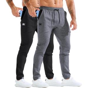 imageBROKIG Mens ZeroArmor Workout Running Jogger SweatpantsStretch Double Ankle Zipper Gym Pants Fitted Sweat Pants PocketBlackdark Gray