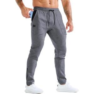 imageBROKIG Mens ZeroArmor Workout Running Jogger SweatpantsStretch Double Ankle Zipper Gym Pants Fitted Sweat Pants PocketDark Gray