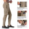 imageBROKIG Mens Cargo Workout Joggers Pants Tapered Gym Athletic Tactical Slim Sweatpants Men with PocketsBeige