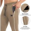 imageBROKIG Mens Slim Fit Workout Joggers Pants Casual Breathable Gym Training Tapered Sweatpants with Zipper PocketsZbeige