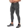 imageBROKIG Mens Slim Fit Workout Joggers Pants Casual Breathable Gym Training Tapered Sweatpants with Zipper PocketsZdark Gray