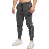 imageBROKIG Mens Slim Fit Workout Joggers Pants Casual Breathable Gym Training Tapered Sweatpants with Zipper PocketsZdark Gray