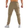 imageBROKIG Mens Stripe Gym Joggers Pants Causal Slim fit Tapered Workout Sweatpants with Zipper PocketBeige