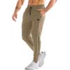 imageBROKIG Mens Stripe Gym Joggers Pants Causal Slim fit Tapered Workout Sweatpants with Zipper PocketBeige