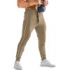 imageBROKIG Mens Stripe Gym Joggers Pants Causal Slim fit Tapered Workout Sweatpants with Zipper PocketBeige