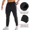 imageBROKIG Mens Stripe Gym Joggers Pants Causal Slim fit Tapered Workout Sweatpants with Zipper PocketBlack