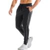imageBROKIG Mens Stripe Gym Joggers Pants Causal Slim fit Tapered Workout Sweatpants with Zipper PocketBlack