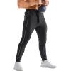 imageBROKIG Mens Stripe Gym Joggers Pants Causal Slim fit Tapered Workout Sweatpants with Zipper PocketBlack