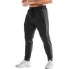 imageBROKIG Mens Stripe Gym Joggers Pants Causal Slim fit Tapered Workout Sweatpants with Zipper PocketBlack
