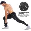 imageBROKIG Mens Stripe Gym Joggers Pants Causal Slim fit Tapered Workout Sweatpants with Zipper PocketBlackDark Grey