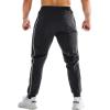 imageBROKIG Mens Stripe Gym Joggers Pants Causal Slim fit Tapered Workout Sweatpants with Zipper PocketBlackDark Grey