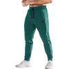 imageBROKIG Mens Stripe Gym Joggers Pants Causal Slim fit Tapered Workout Sweatpants with Zipper PocketDark Green