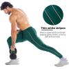 imageBROKIG Mens Stripe Gym Joggers Pants Causal Slim fit Tapered Workout Sweatpants with Zipper PocketDark Green