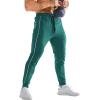imageBROKIG Mens Stripe Gym Joggers Pants Causal Slim fit Tapered Workout Sweatpants with Zipper PocketDark Green