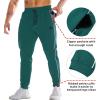 imageBROKIG Mens Stripe Gym Joggers Pants Causal Slim fit Tapered Workout Sweatpants with Zipper PocketDark Green