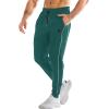 imageBROKIG Mens Stripe Gym Joggers Pants Causal Slim fit Tapered Workout Sweatpants with Zipper PocketDark Green