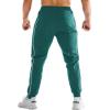 imageBROKIG Mens Stripe Gym Joggers Pants Causal Slim fit Tapered Workout Sweatpants with Zipper PocketDark Green