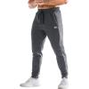 imageBROKIG Mens Stripe Gym Joggers Pants Causal Slim fit Tapered Workout Sweatpants with Zipper PocketDark Grey