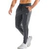 imageBROKIG Mens Stripe Gym Joggers Pants Causal Slim fit Tapered Workout Sweatpants with Zipper PocketDark Grey