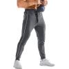 imageBROKIG Mens Stripe Gym Joggers Pants Causal Slim fit Tapered Workout Sweatpants with Zipper PocketDark Grey