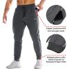 imageBROKIG Mens Stripe Gym Joggers Pants Causal Slim fit Tapered Workout Sweatpants with Zipper PocketDark Grey