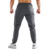 imageBROKIG Mens Stripe Gym Joggers Pants Causal Slim fit Tapered Workout Sweatpants with Zipper PocketDark Grey