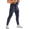 imageBROKIG Mens Stripe Gym Joggers Pants Causal Slim fit Tapered Workout Sweatpants with Zipper PocketNavy Blue
