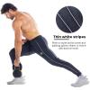 imageBROKIG Mens Stripe Gym Joggers Pants Causal Slim fit Tapered Workout Sweatpants with Zipper PocketNavy Blue