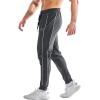 imageBROKIG Mens Stripe Gym Joggers Pants Causal Slim fit Tapered Workout Sweatpants with Zipper PocketDark Grey