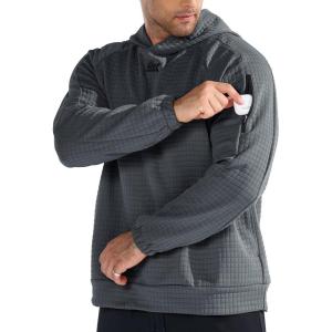 imageBROKIG Mens Armzip Loose Fit Pullover Hoodie Waffle Knit Warm Casual Lounge LongSleeve Hoodies For Running WorkoutDrizzle Gray