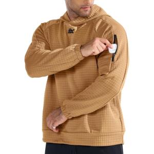 imageBROKIG Mens Armzip Loose Fit Pullover Hoodie Waffle Knit Warm Casual Lounge LongSleeve Hoodies For Running WorkoutYellow
