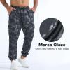 imageBROKIG Mens MarcoGlaze Gym Joggers Camo Athletic Workout Pants Cargo Pockets Casual Camouflage Sweatpants for RunningCamo Black